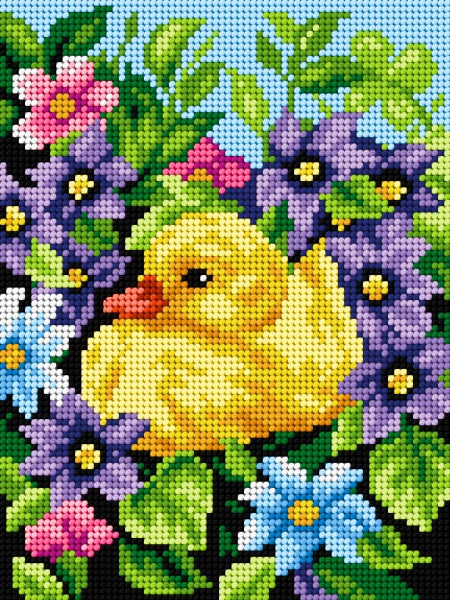 Gobelin canvas featuring a Duckling design, measuring 18x24 cm, perfect for halfstitch embroidery projects.